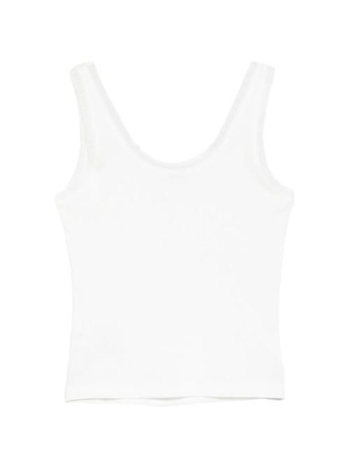 Canotta donna Patrizia Pepe bianca a costine con logo PATRIZIA PEPE | 2M4523J407W146